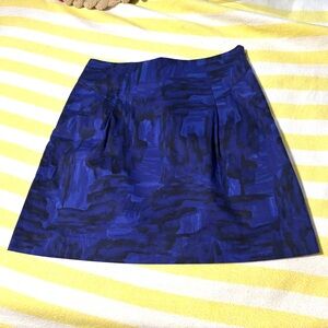 Theory “Lorenna Brushstroke” Abstract Design Blue Skirt with Pockets, 4, EUC